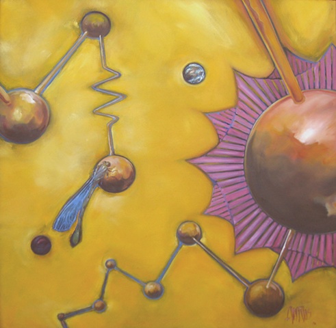 Dragonflies yellow globes mustard oil painting alex rios