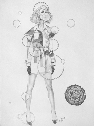 Lady with Cactus Bubbles
