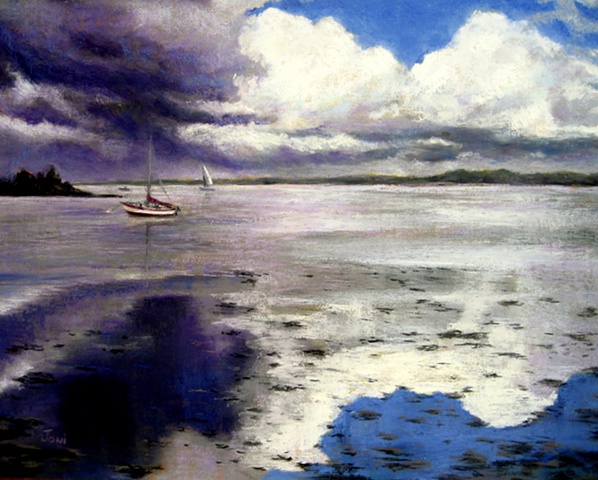 pastel landscape painting of Kinvarra Harbor, Ireland
