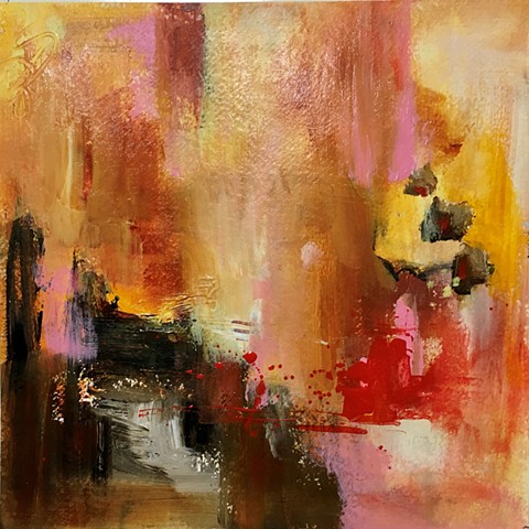 abstract, red, yellow, neutrals