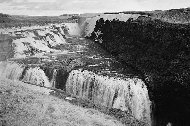 black and White,photo, river gorge, Iceland