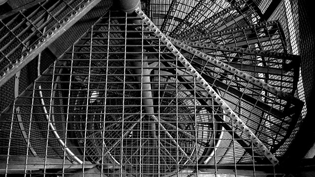 abstract black and white Iphone photo steel staircase