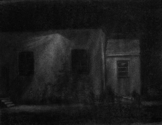 Charcoal on paper nightscape
