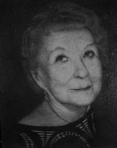 Charcoal drawing of older woman