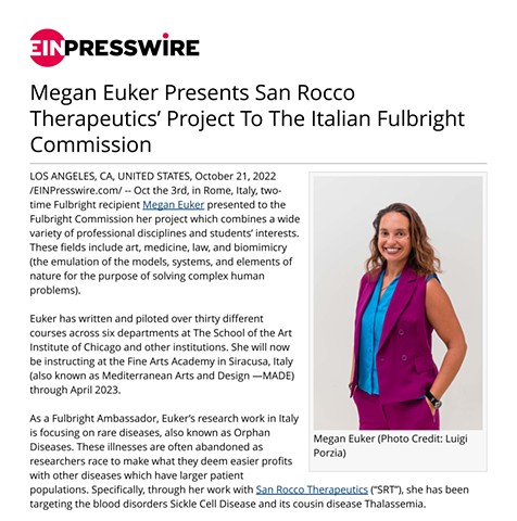 Megan Euker Presents San Rocco Therapeutics’ Project To The Italian Fulbright Commission