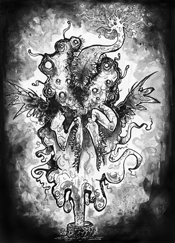 hP Lovecraft, Fantasy Horror Illustration, Album Cover, Dark art, Weird Art