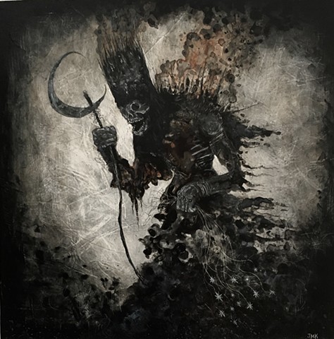 dark art, lowbrow art, demon, frost, black metal, elemental, pagan, mythology, winter devil