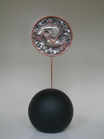 Original, Dancing Under The Stars,Sterling Silver, Copper, Marble,One of a Kind, Fine Art, Gallery Shows,Carmen M. Perez,