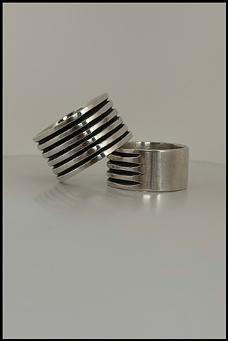 Double Cut Sterling Silver Bands
