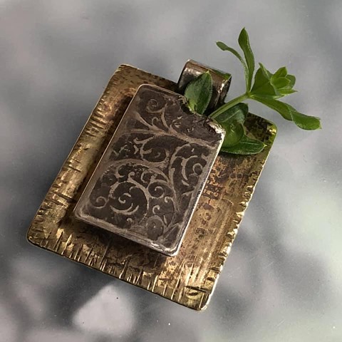 Container Brass and Silver Pendant
