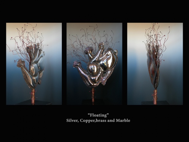 Original, Floating,silver, Copper, Marble, fabrication,One of a Kind, Fine Art, Gallery Shows,Carmen M. Perez,