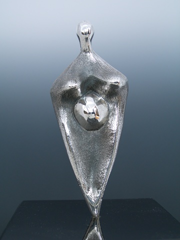 Original, Ala La Madre Tierra,, Solid Cast silver, Marble,One of a Kind, Fine Art, Gallery Shows,Carmen M. Perez,