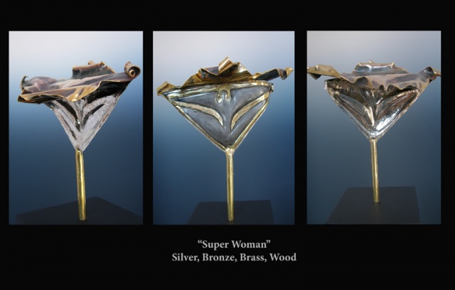 Original, Super Woman,Brass, Silver, Marble,One of a Kind, Fine Art, Gallery Shows,Carmen M. Perez,