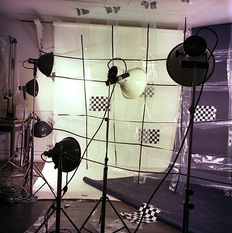 "Checkered Black And White Set For An Installation In Color". 1982. 20in. x 24in. Chromogenic print.