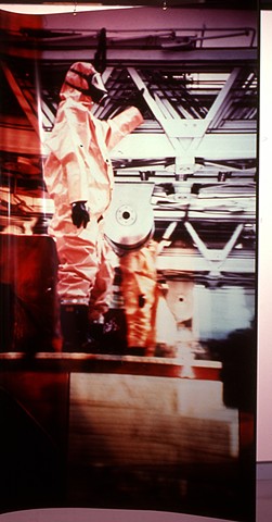Nuclear Fireman. Naos Cataclysmos. 1991. Visual Studies Workshop. 3.5ft x 7-9ft cibachrome transparencies. 