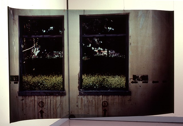 Window Barracks. Naos Cataclysmos. 1991. Visual Studies Workshop. 3.5ft x 7ft cibachrome transparency