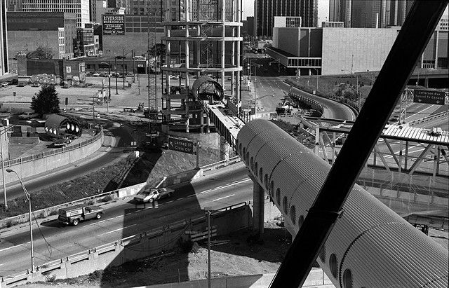 Making the Walkway for the Joe Louis Arena. Larned Street/Civic Center to Jefferson Avenue/Tunnel to Canada.1978. 
