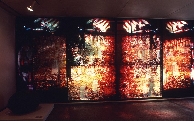 Atrium. Cibachrome film transparencies taped to the windows of  the Museum Of Contemporary Art. Chicago.