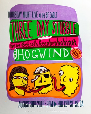 HogWind/Three Day Stubble show flyer
