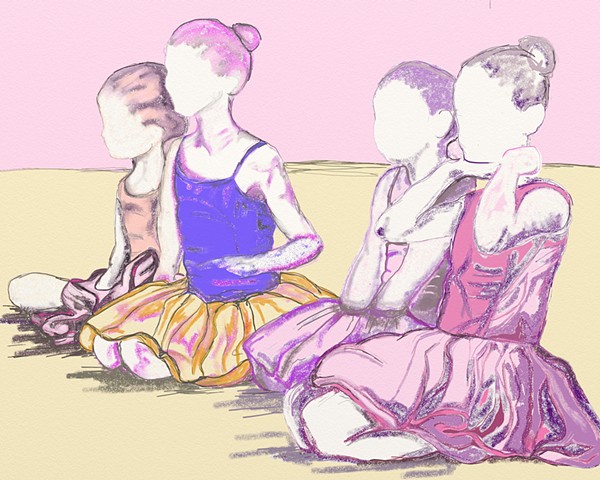 Ballet sketch in a variety of colors.  Sales support the Charlottesville Ballet.