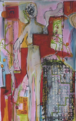 Contemporary mixed media piece, part of Women's Work Collection
