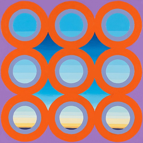 justin lodge, contemporary painting, circles, sky, painting, red, oregon, corvallis