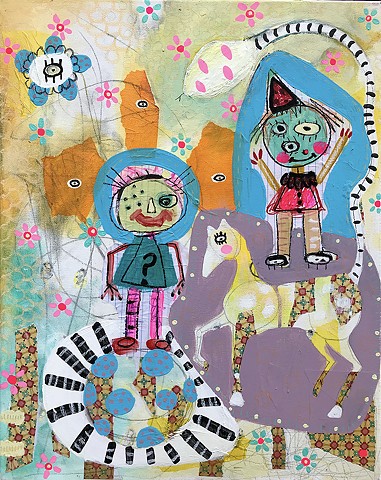 crude things outsider art, childlike art, abstract circus painting