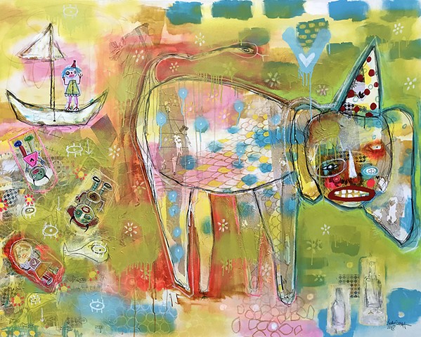 crude things outsider art, abstract elephant painting, 