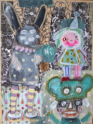 crude things outsider art, childlike art, abstract painting, art brut bunny rabbit