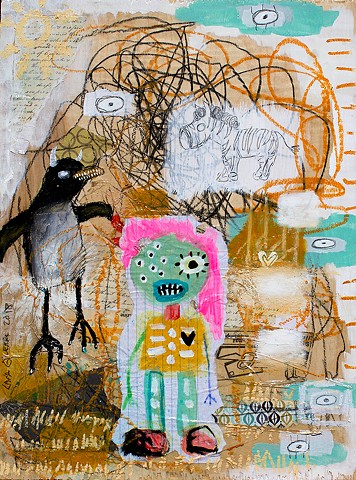 crude things outsider art. childlike art, abstract penguin painting, art brut