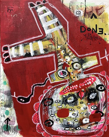 crude things outsider art, abstract painting, art brut, snake arms