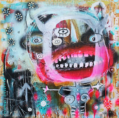 crude things outsider art, abstract art, art brut demon painting