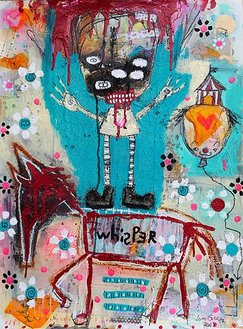 crude things outsider art. raw art. abstract circus clown painting. expressionism