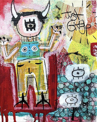 crude things outsider art, abstract devil painting, art brut