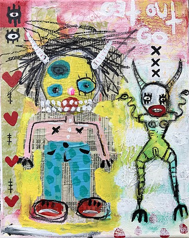 crude things outsider art, devil art, abstract painting, art brut