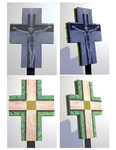 A Christian processional cross for Good Friday and Lent and Easter and Ordinary Time