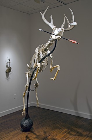 deer skeleton sculpture steven finke leaping