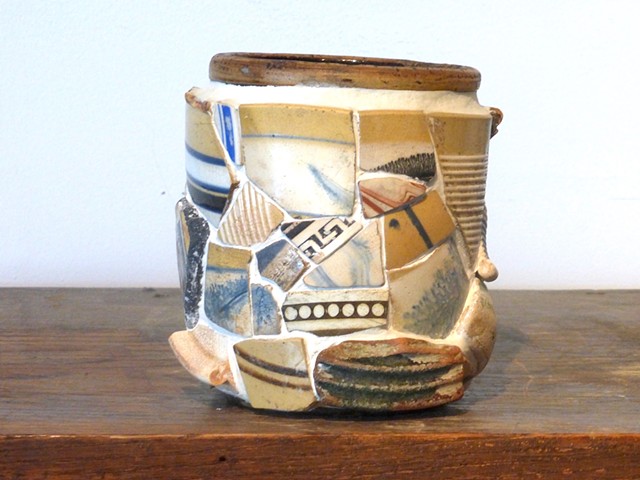 michael Thompson Chicago artist, memory jug, mosaic, combed slipware, Mudlarking,Thames River 