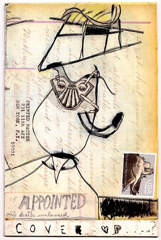 Michael Thompson Chicago Artist, mail art, collage, fake postage stamps