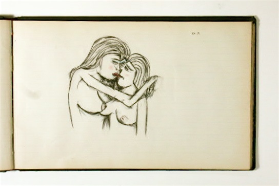 Erotic drawing, pen and ink drawing