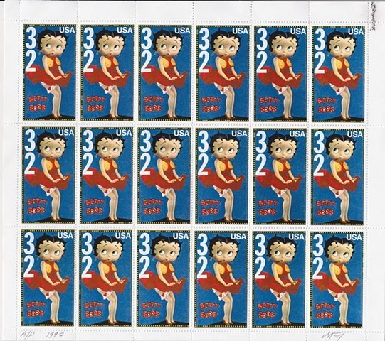 michael thompson Chicago artist, artistamps, michael thompson fake stamps, fake stamps, Betty Boop, Boobs on postage stamps