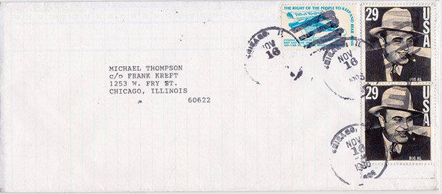 Michael Thompson Chicago artist, Al Capone postage stamp, Al Capone image, fake stamps, artistamps, michaelthompsonart.com