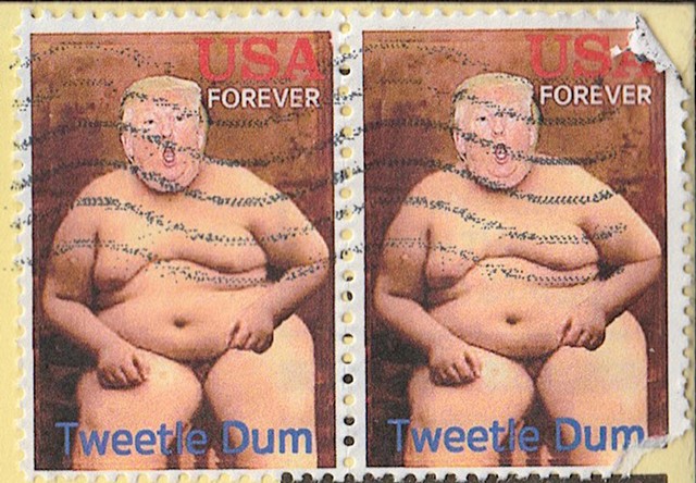Michael Michael Thompson Chicago artist, Donald Trump Stamp, fake postage stamps. faux philately, artistamps