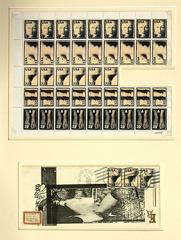 Michael Thompson Chicago artist, artistamps, Magritte painting, Magritte Stamp