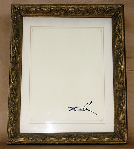 Dali signature, Dali signature on blank paper, Michael Thompson Chicago artist, fluxus art