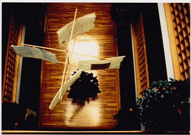 Michael Thompson Chicago artist, Kinetic kites, hanging kites, atrium sculptures