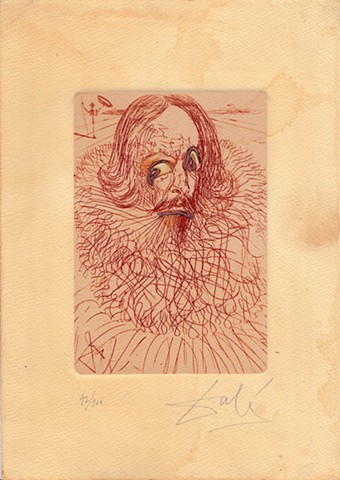 Dali etching, Cervantes, Michael Thompson Chicago artist, Signed Dali Print