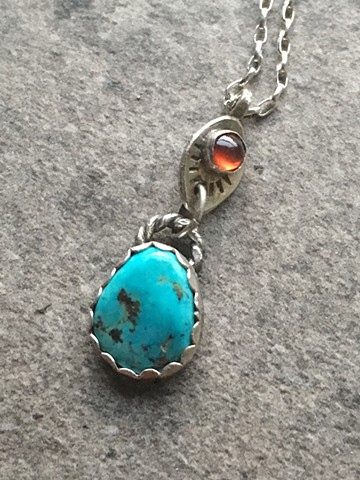 Turquoise , silver and garnet