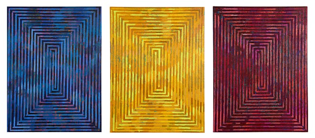 "Untitled Triptych" (Labyrinth Blue, Yellow, Red)