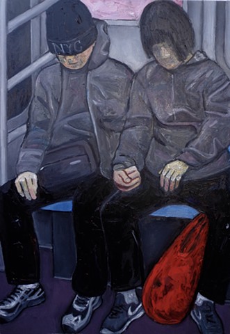 This is a painting that was inspired by a very weary couple on the subway train. Their "oneness" was captivating.